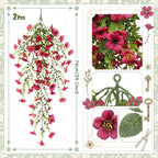 Artificial Hanging Flowers for Outdoors, Morning Glory Artificial Flowers with Eucalyptus Leaves, UV Resistant Fake Flower Realistic Faux Plants for Home Patio Porch Garden