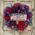 4th of july patriotic flag wreath arranged for front door window by IPOPU