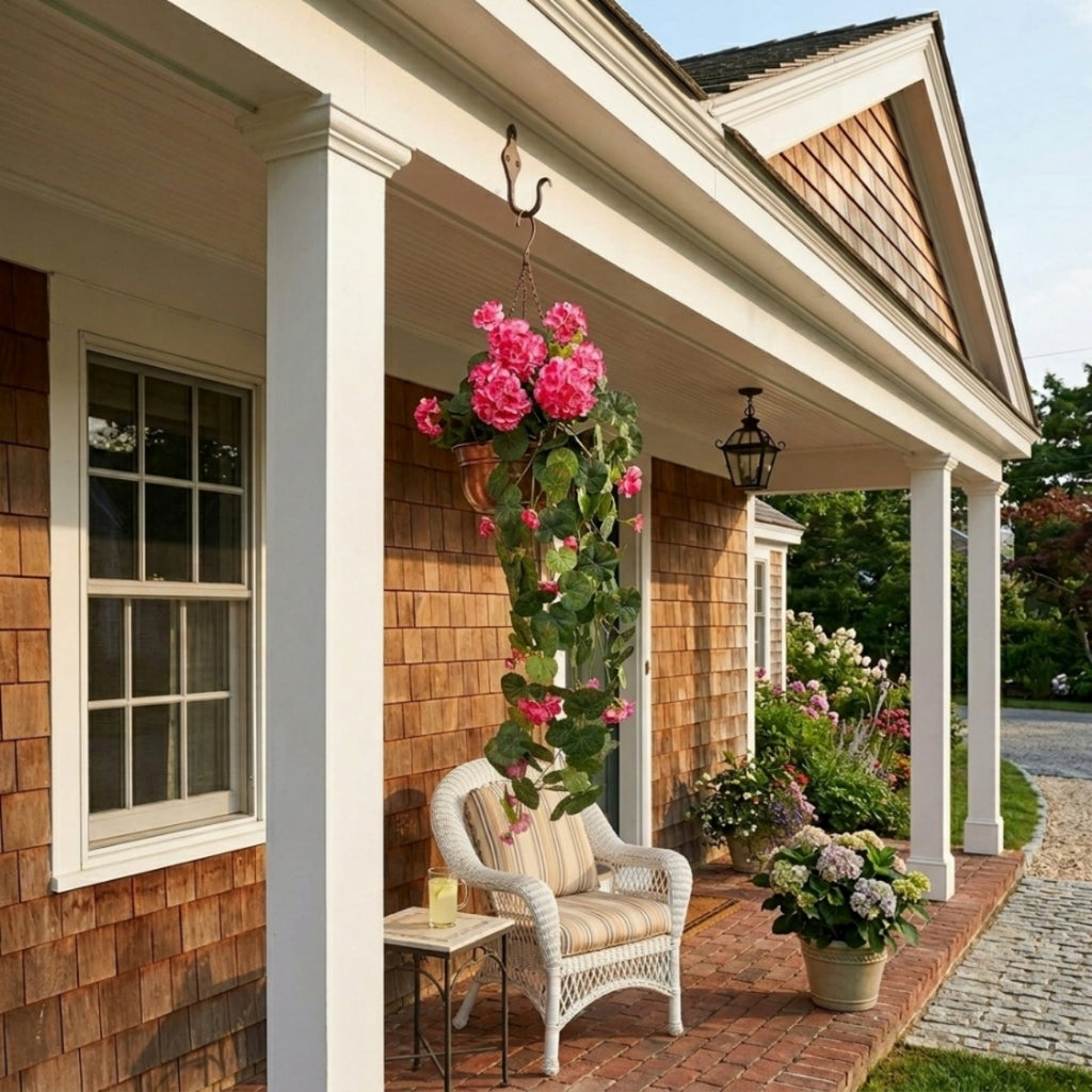 Side view of morning glory hanging flower vine for faux cascading plant by IPOPU