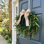 Olive Wreath, 15.7" Artificial Olive Floral Teardrop Faux Green Olive Garland Fake Olive Easter Holiday with Bow Realistic Olive Home Wedding Arch Party Home Wall Garden Decorations