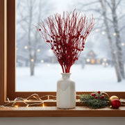 Glitter Red Berry Stem Picks – 20 Pcs, 17 in