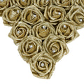 Gold glitter foam roses 25pcs with stems for wedding bridal bouquet Valentine's Day party decor