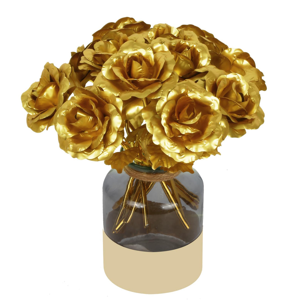 Gold galaxy rose artificial flowers 12pcs for Mother's Day Valentine's Day birthday wedding party