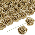Gold glitter foam roses 30pcs 3.15in artificial flowers for wedding Christmas DIY decor