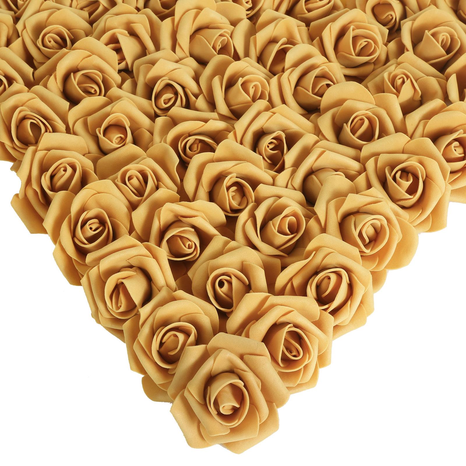 Gold artificial stemless foam rose heads 200pcs for wedding DIY party home decor