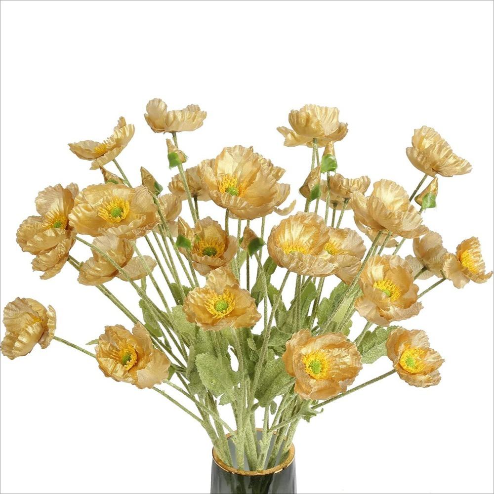 Gold handmade artificial faux blooms 10pcs for home wedding holiday DIY decor