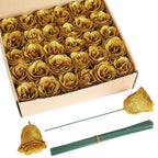 Gold glitter roses bouquet 30pcs with stems for wedding party Christmas home decor