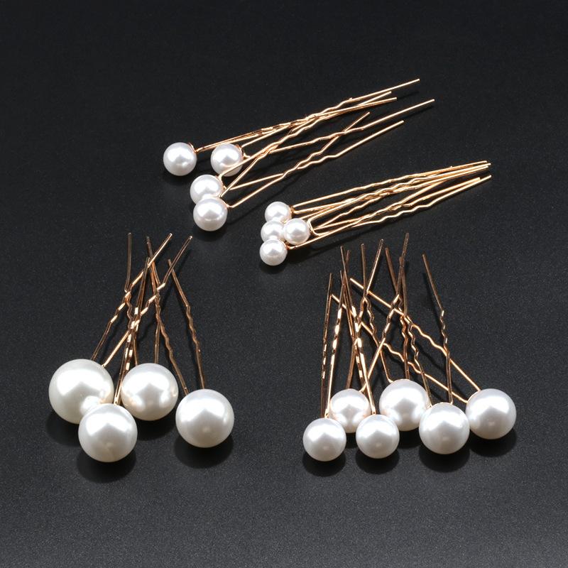 Gold U-shaped pearl hair pins set of 36 for bridal wedding updo and prom
