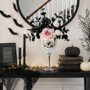Gothic Black Calla Lily & Rose Arrangement in Silver Goblet Vase