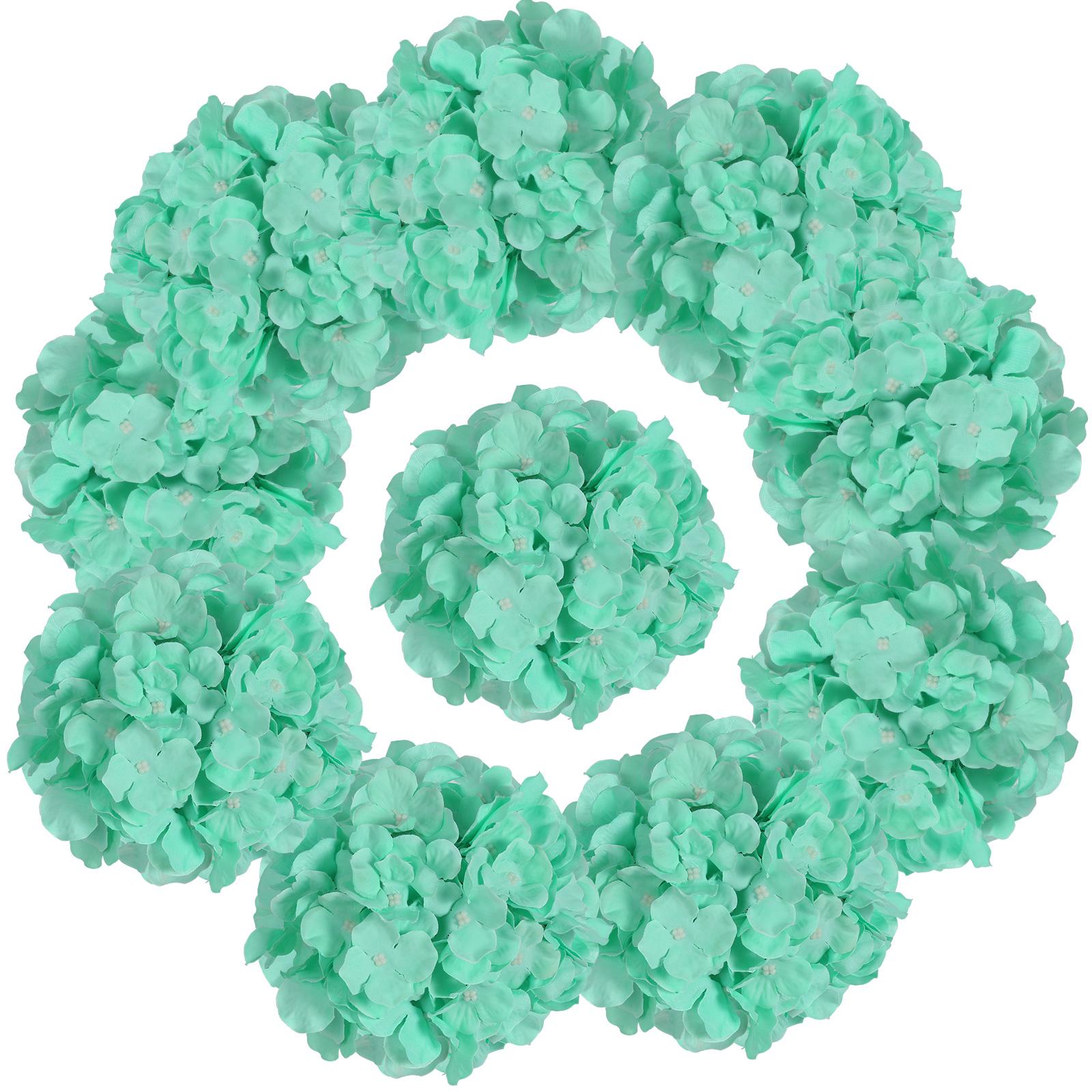 Green artificial hydrangea flower heads 10pcs for wedding centerpiece party DIY decor
