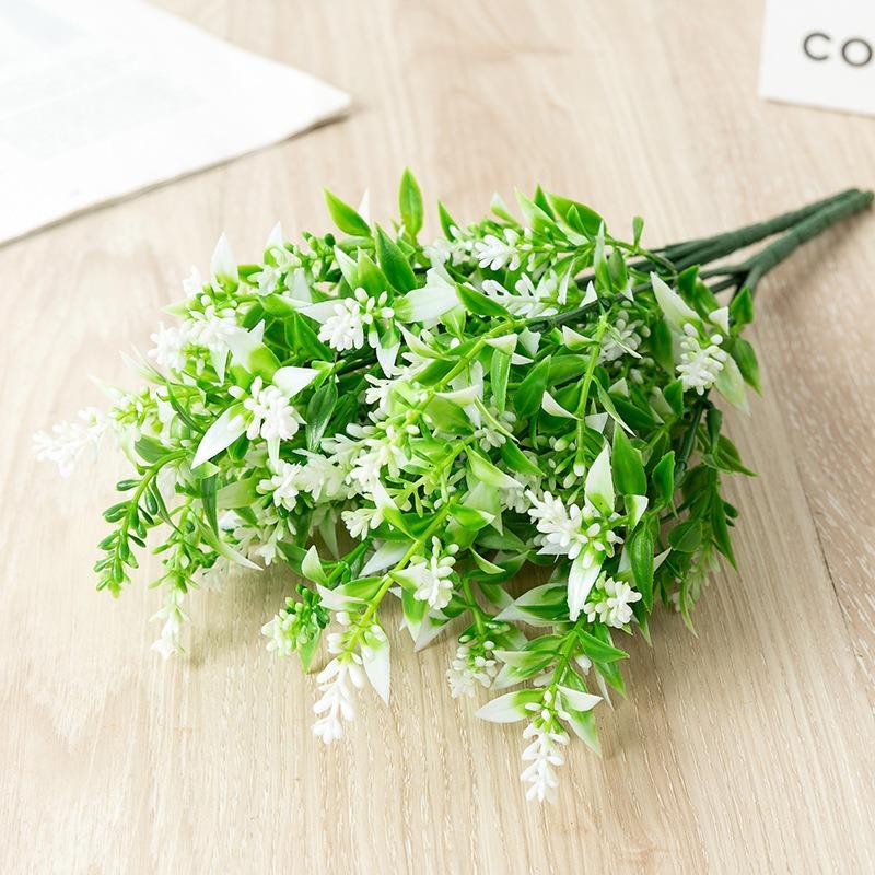 Green artificial lavender flower stems 6pcs home office bedroom decor