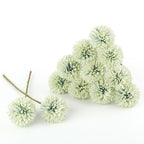 Green artificial chrysanthemum ball flowers 6pcs for wedding centerpiece party home decor
