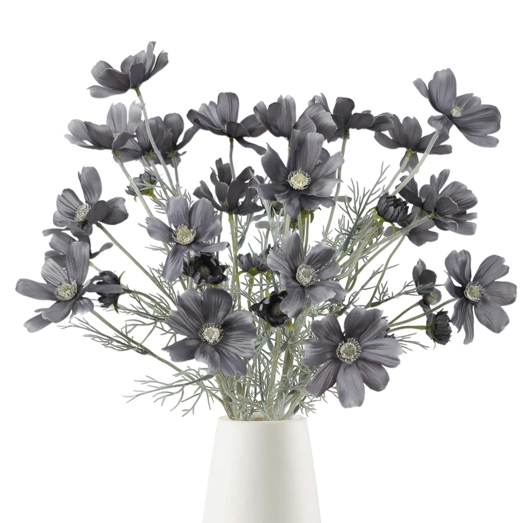 Grey artificial cosmos wildflowers 6pcs 24 inch for wedding party home kitchen decoration