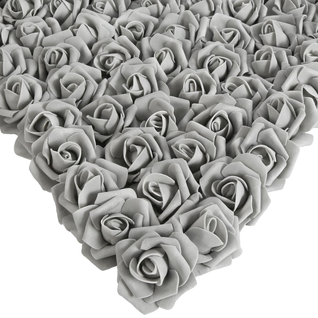 Grey artificial stemless foam rose heads 200pcs for wedding DIY party home decor