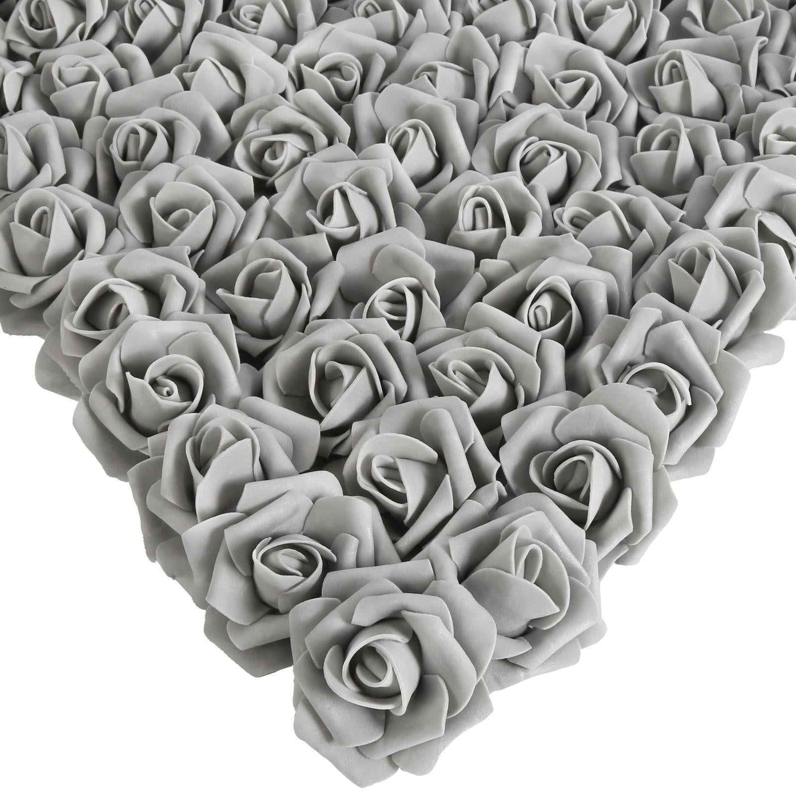 Grey artificial stemless foam rose heads 200pcs for wedding DIY party home decor