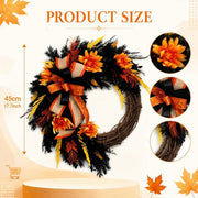 Ghost Black Rose & Feather Halloween Wreath – 18in