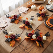 Skeleton Hand Black Rose Halloween Flower Stem – 18in