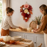Pink Burgundy Pumpkin Rose Harvest Swag – Fall, 24in