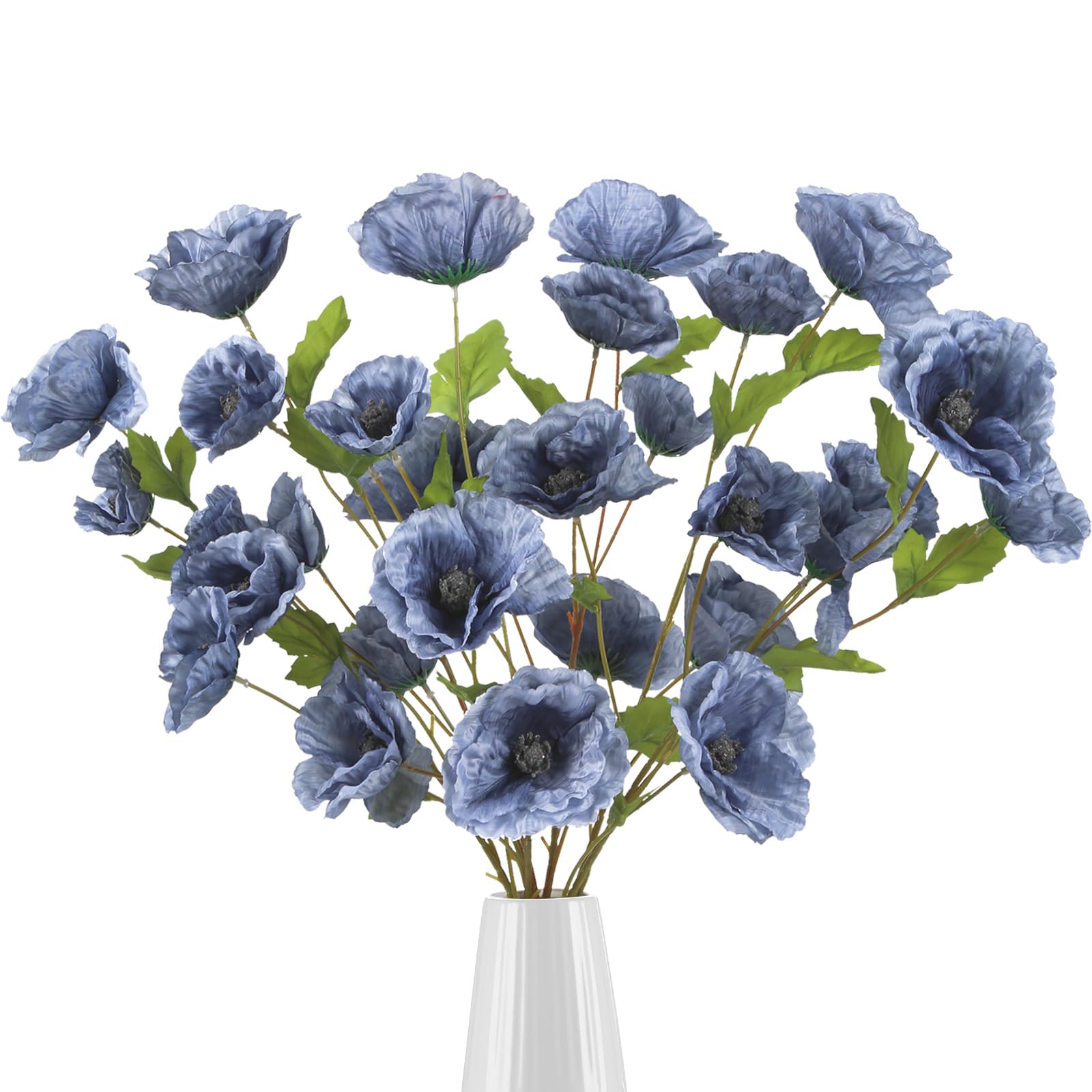 Haze blue artificial poppy flowers 6pcs 32 inch for wedding home party table centerpiece decor
