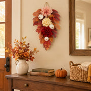 Pink Burgundy Pumpkin Rose Harvest Swag – Fall, 24in