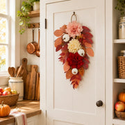 Pink Burgundy Pumpkin Rose Harvest Swag – Fall, 24in