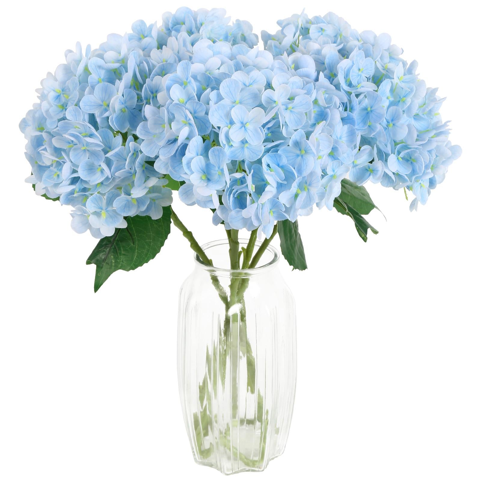 Light blue real touch latex hydrangea 4pcs 21 inch for wedding centerpiece home baby shower decor