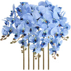 Light Blue Velvet Orchid Flowers 6pcs 38 Inch Long Stem for modern wedding decor by IPOPU