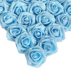 Light blue glitter artificial roses 25pcs with stem for wedding bridal bouquet decor
