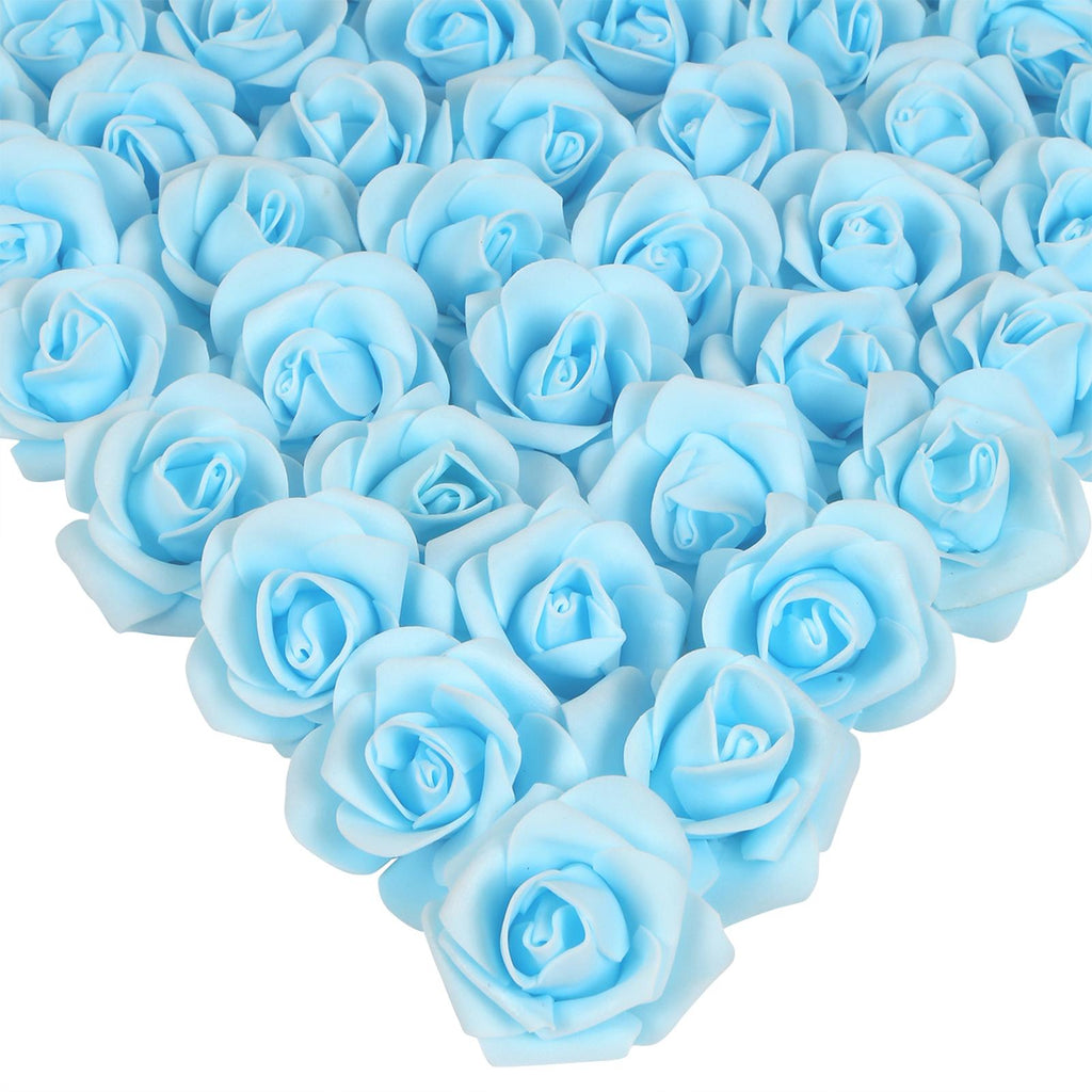 Light blue artificial stemless foam rose heads 200pcs for wedding DIY party home decor