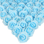 Light blue artificial stemless foam rose heads 200pcs for wedding DIY party home decor