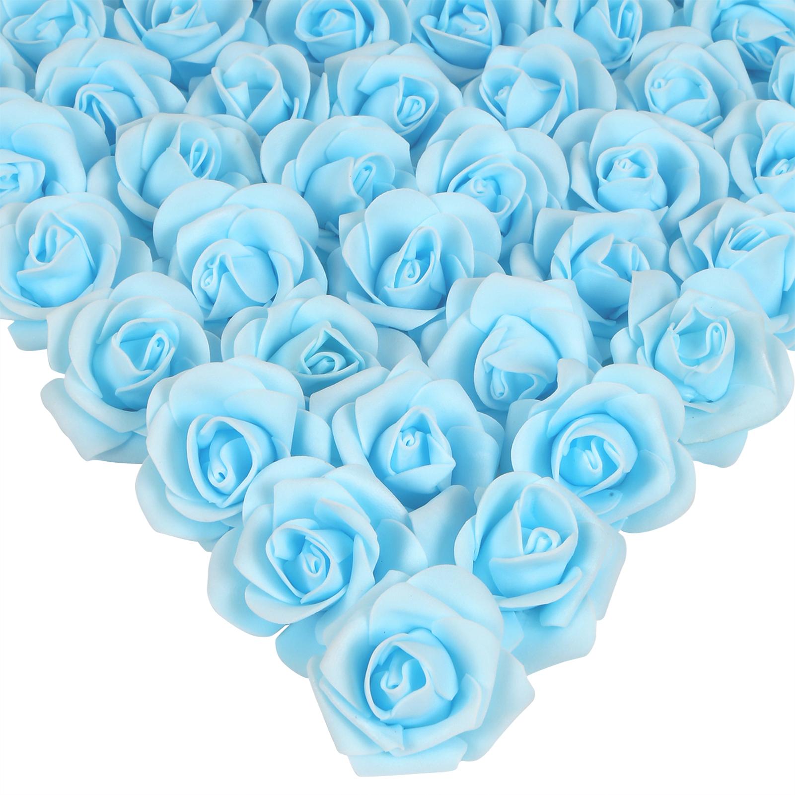 Light blue artificial stemless foam rose heads 200pcs for wedding DIY party home decor