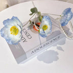 Light blue silk artificial poppy flowers 8pcs with stem for wedding party table centerpiece decor