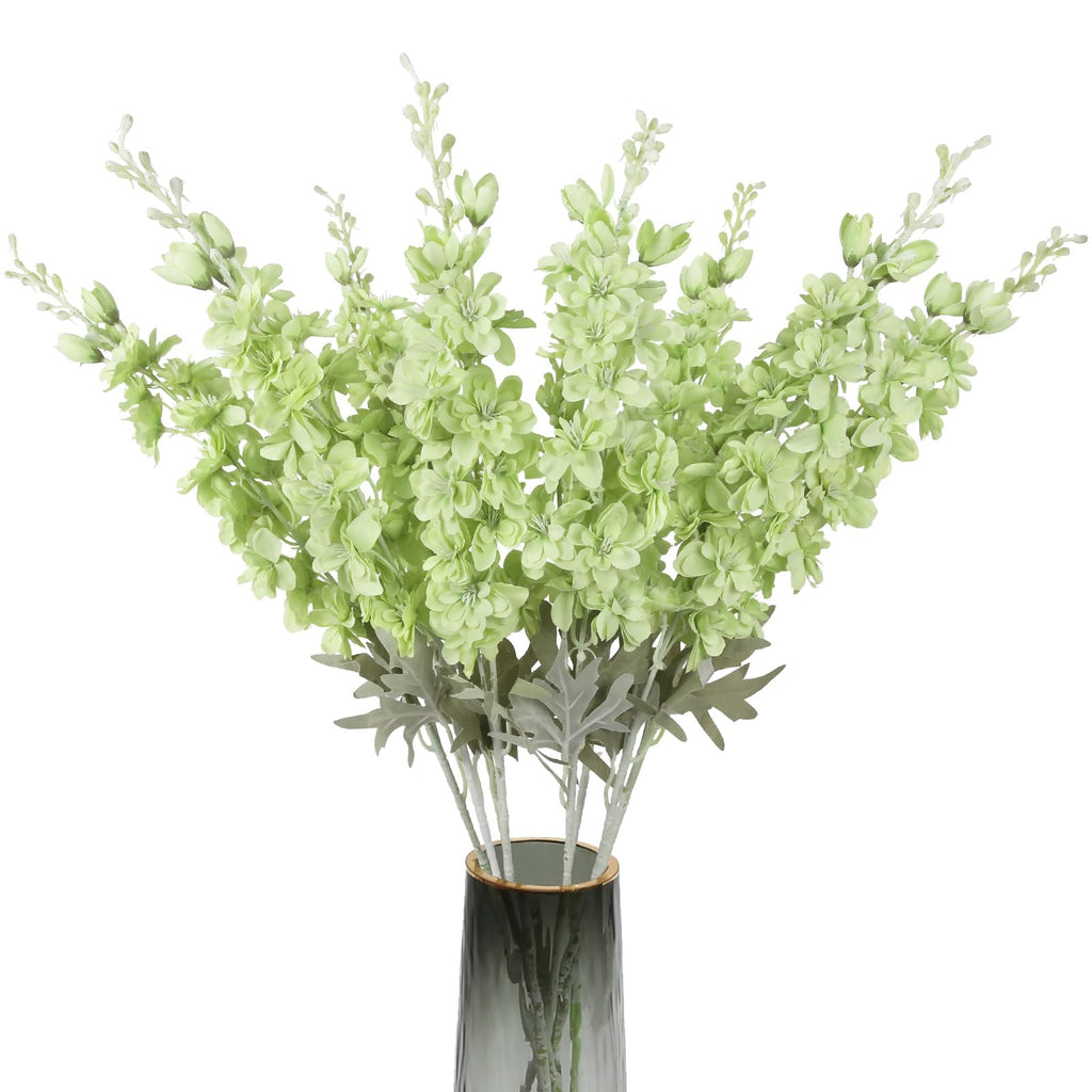 Light green artificial delphinium larkspur 8pcs 33.5in long stem for tall vase home decor