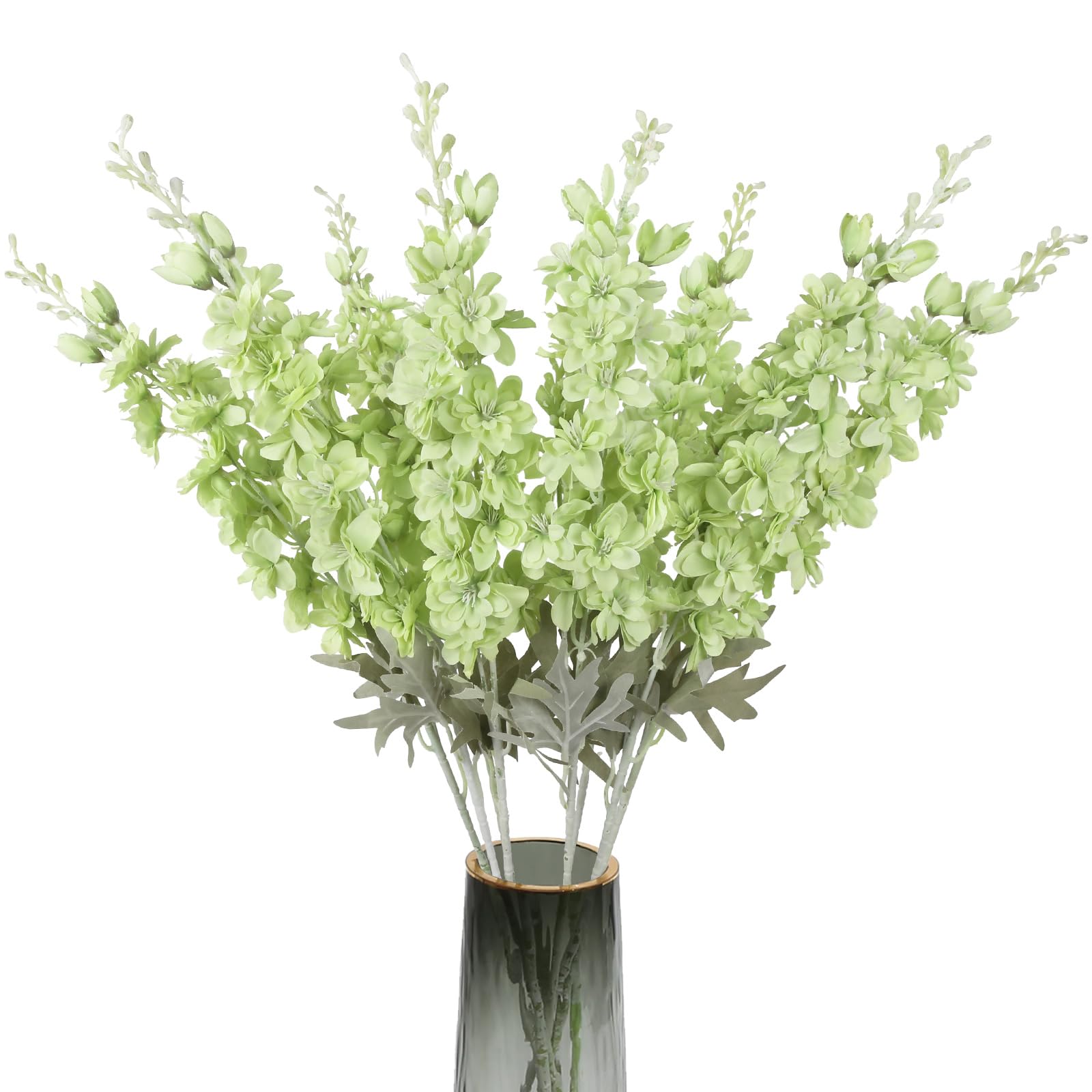 Light green artificial delphinium larkspur 8pcs 33.5in long stem for tall vase home decor