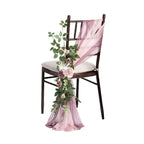 Light pink artificial rose greenery swag wedding chair pew aisle ceremony decor
