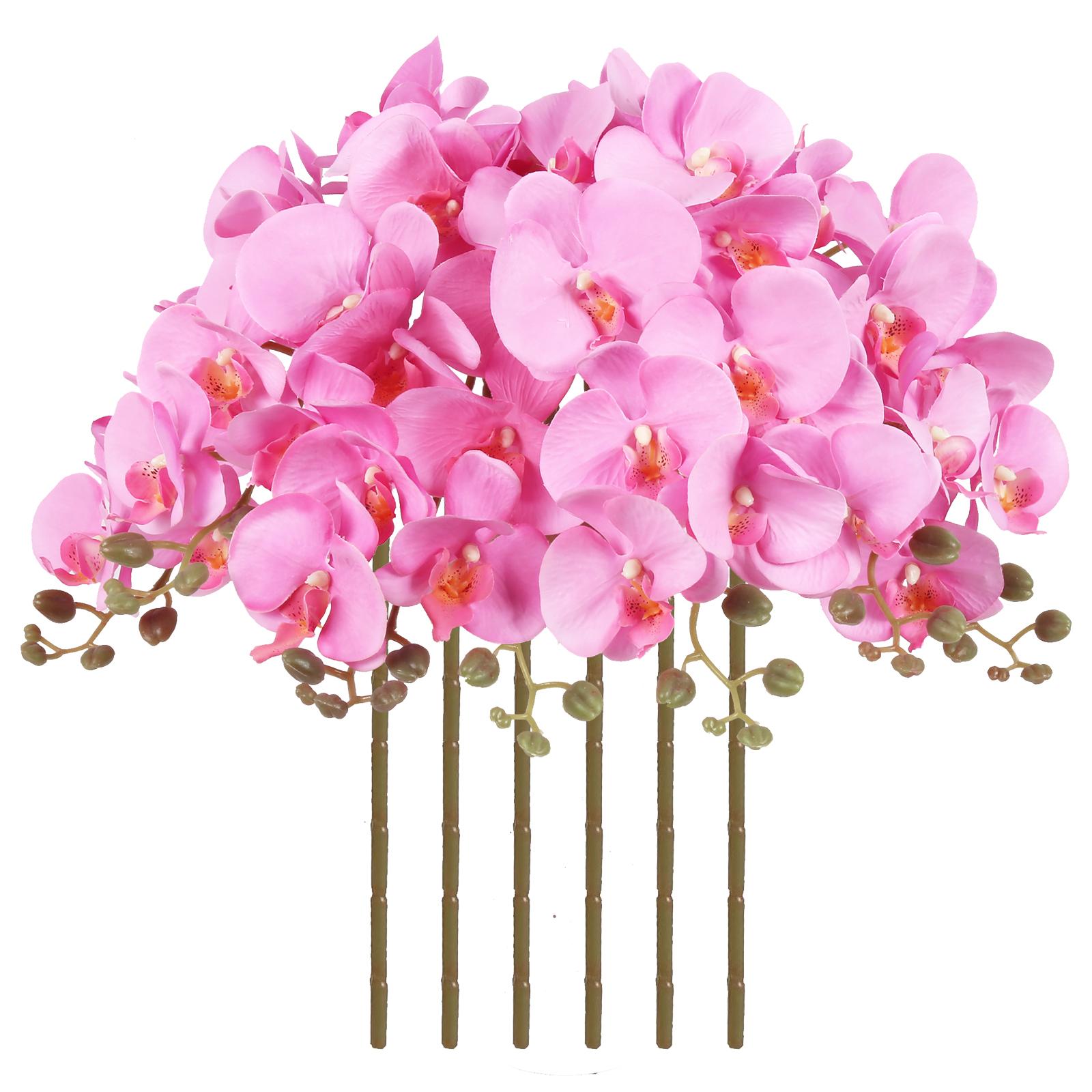 Light pink velvet orchid artificial flowers 6pcs 38 inch long stem for tall vase home decor