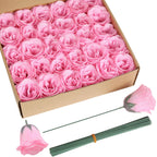 Light pink glitter roses bouquet 30pcs with stems for wedding party home decor