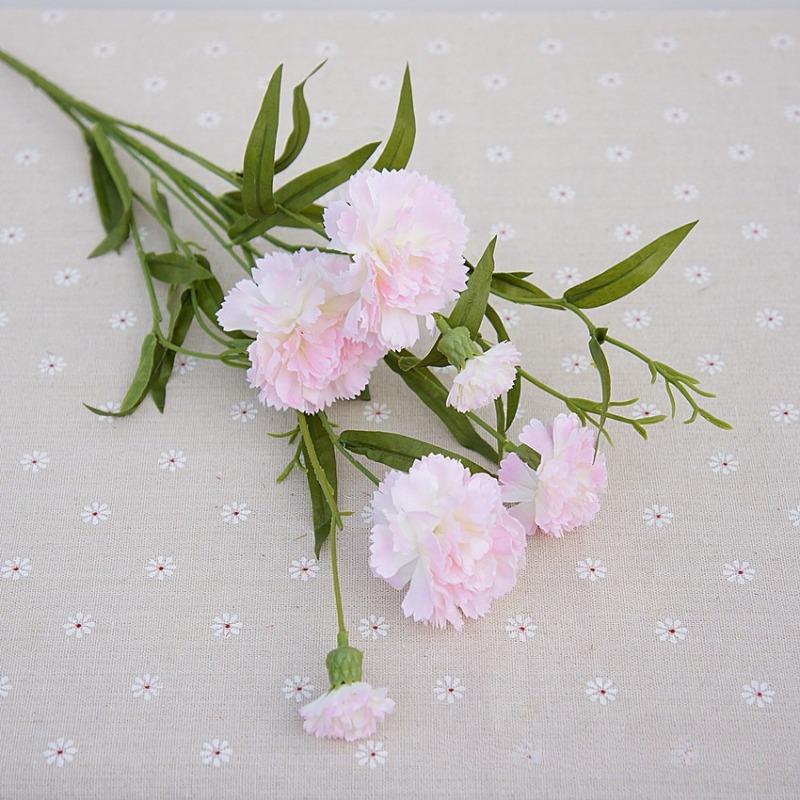 Light pink artificial carnation flowers with stems 2pcs for wedding home table decor