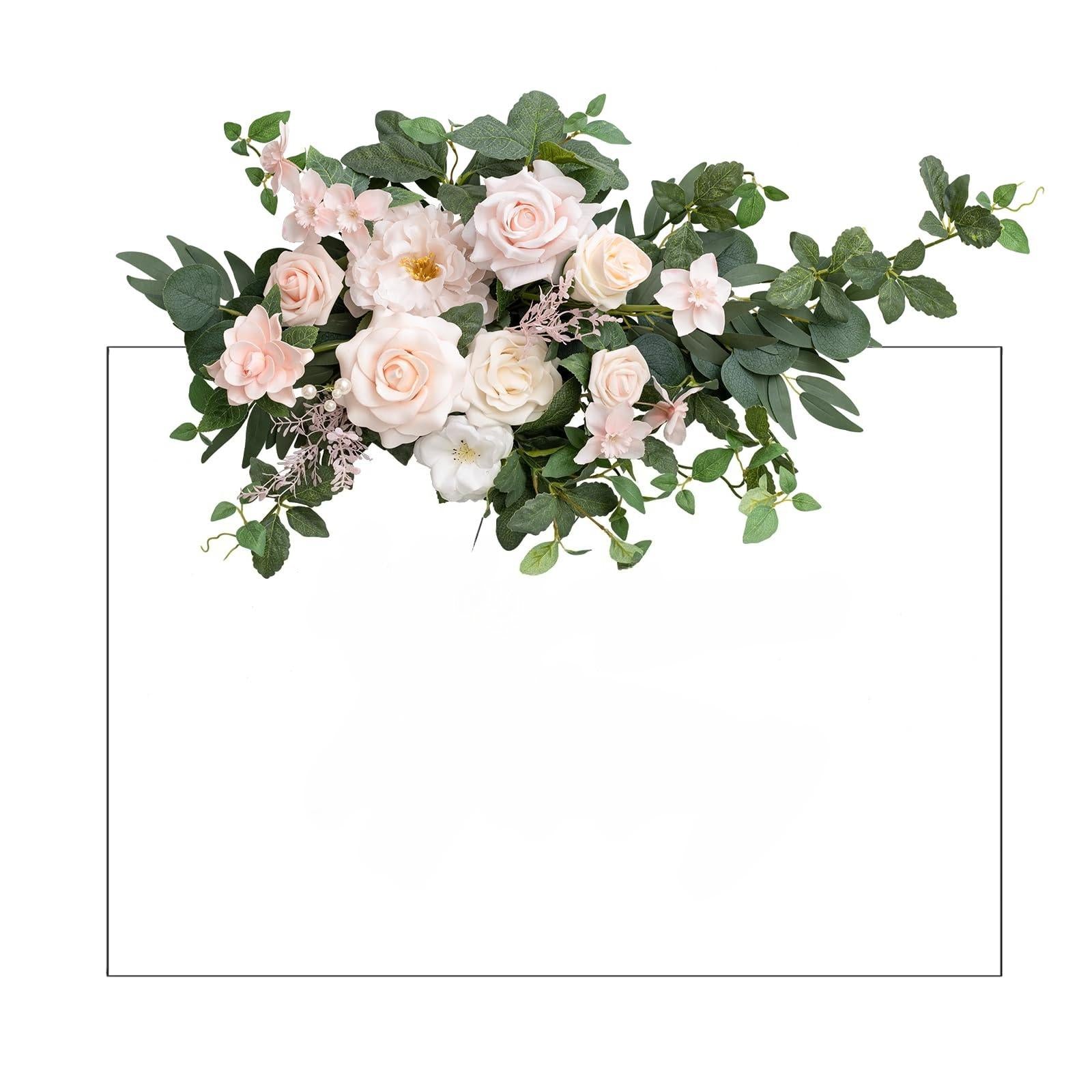 Light pink artificial flower backdrop garland ceremony reception wall head table home decor