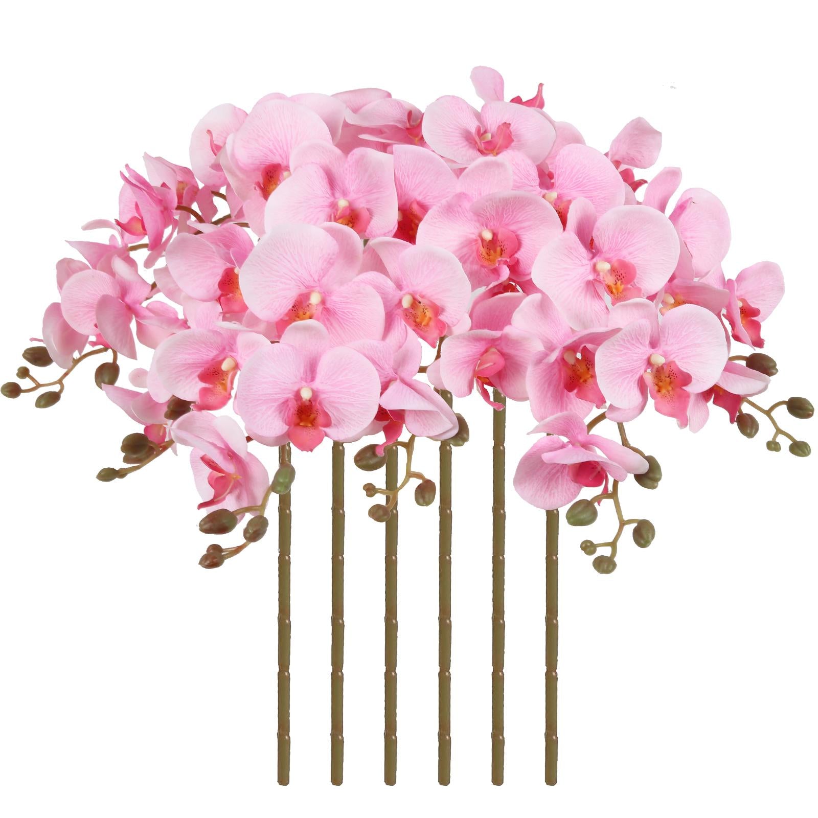 Light pink velvet orchid artificial flowers 6pcs 38 inch long stem for tall vase wedding decor