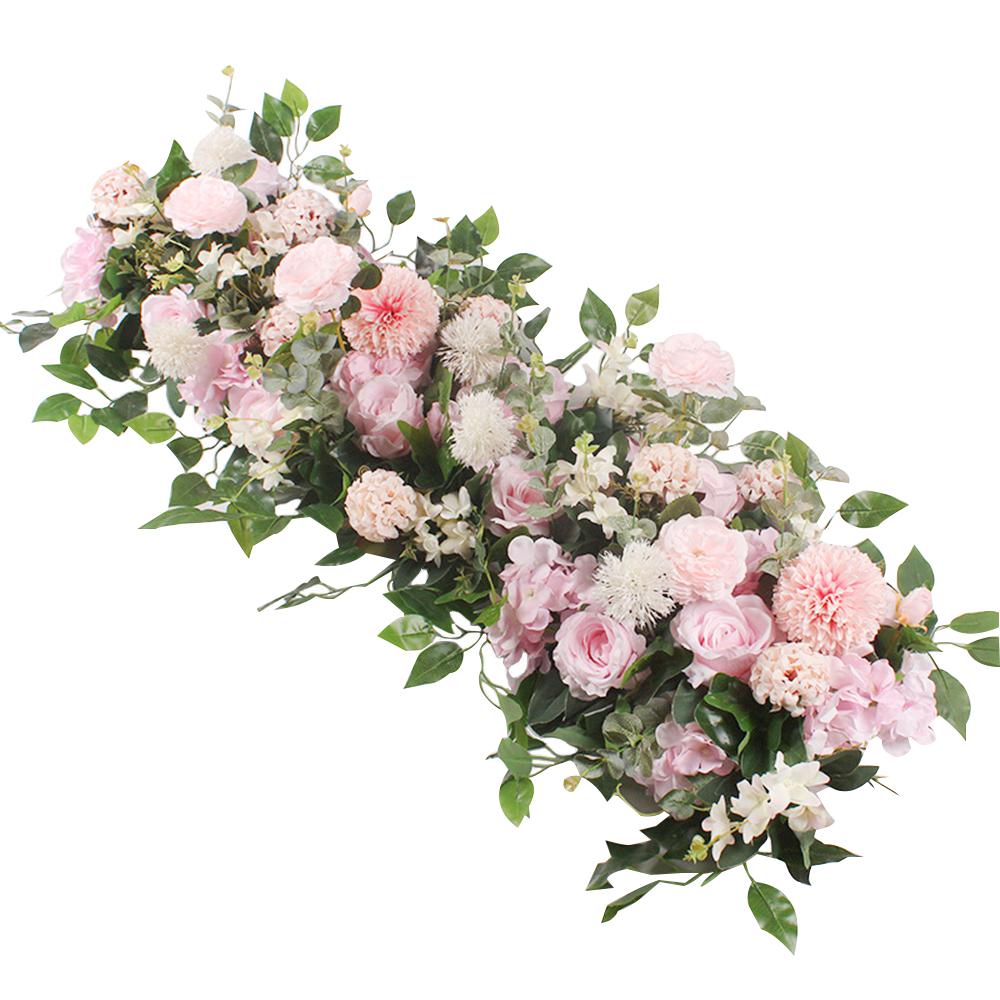 Light pink artificial rose peony swag garland with eucalyptus for wedding arch door decor