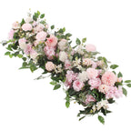 Light pink artificial rose peony swag garland with eucalyptus for wedding arch door decor