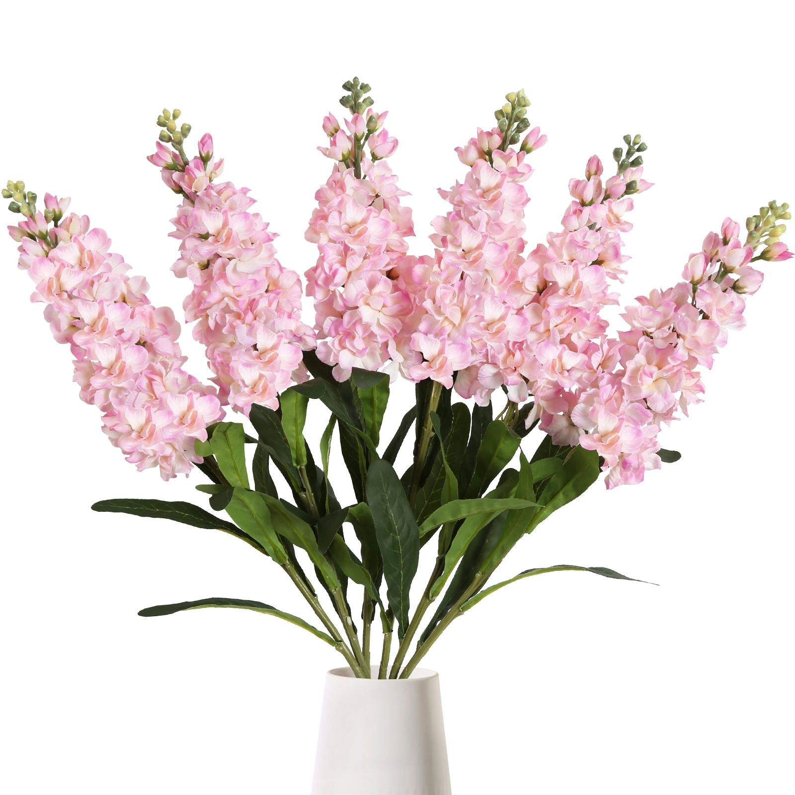 Light pink artificial delphinium flowers 6pcs 34 inch long stem for tall vase wedding centerpiece decor