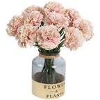 Light pink artificial carnation flowers 15pcs with stems for wedding bouquet home decor anniversary