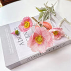 Light pink silk artificial poppy flowers 8pcs with stem for wedding party table centerpiece decor
