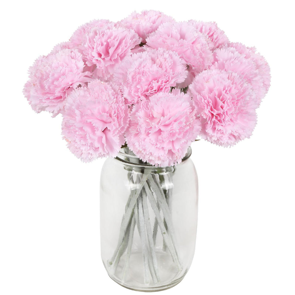 Light pink artificial carnation flowers 16pcs for wedding bouquet home table decor Mother's Day
