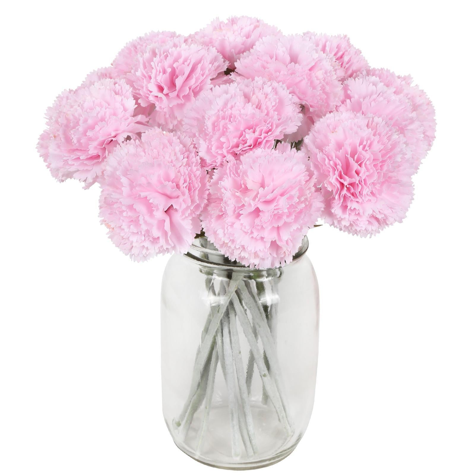 Light pink artificial carnation flowers 16pcs for wedding bouquet home table decor Mother's Day