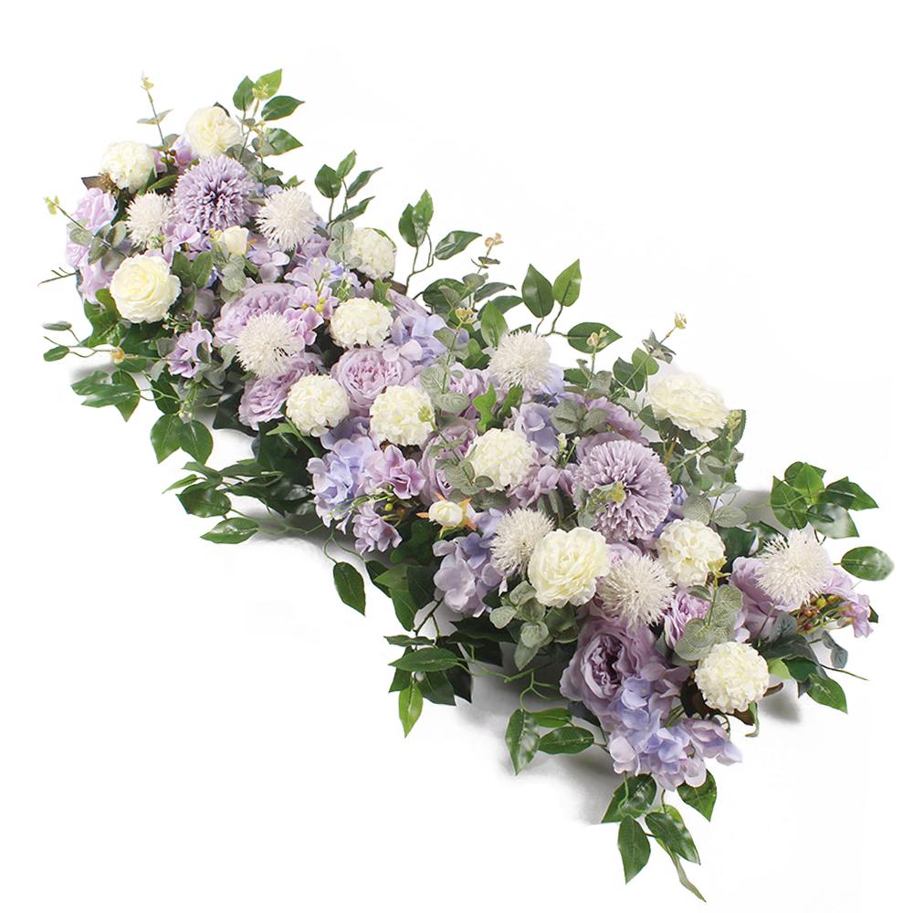 Light purple artificial rose peony swag garland with eucalyptus for wedding arch door decor