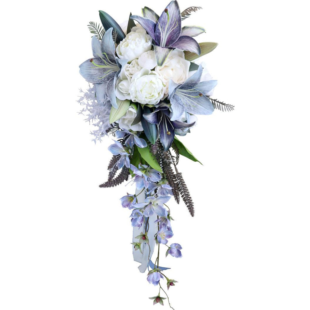 Lily purple artificial bridal wedding bouquet vintage floral for bride bridesmaid