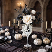 Gothic Black Calla Lily & Rose Arrangement in Silver Goblet Vase